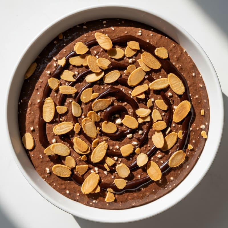 Silky Chocolate Protein Pudding with Almond Slivers