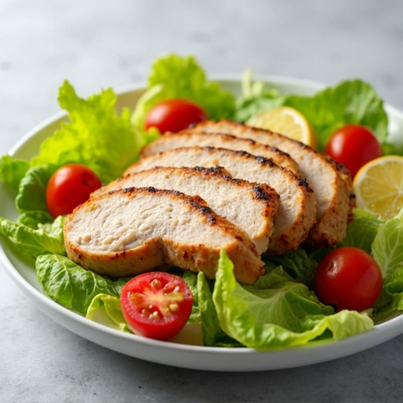 Grilled Turkey Breast Salad with Crisp Romaine and Lemon Vinaigrette