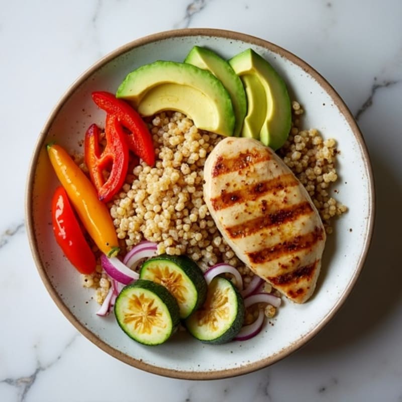 Grilled Chicken and Roasted Vegetable Quinoa Bowl