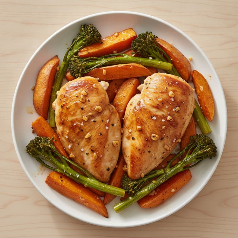 Sheet Pan Honey-Garlic Chicken and Sweet Potatoes