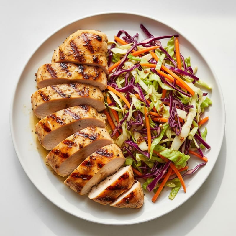 Grilled Chicken Breast with Crunchy Cabbage Slaw