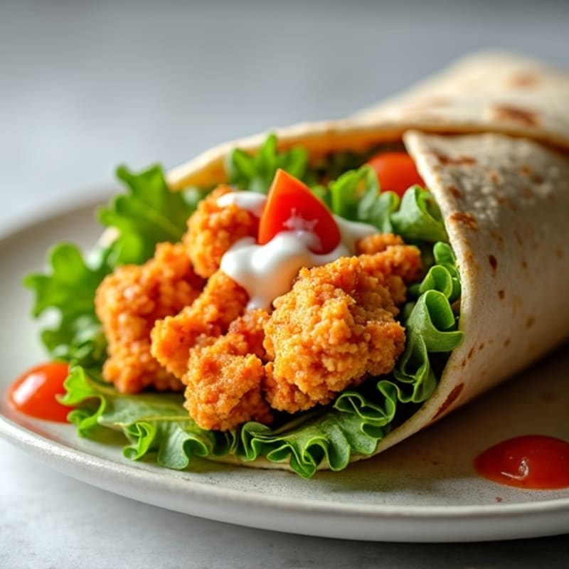 Crispy Buffalo Ranch Chicken Wrap with Fresh Greens