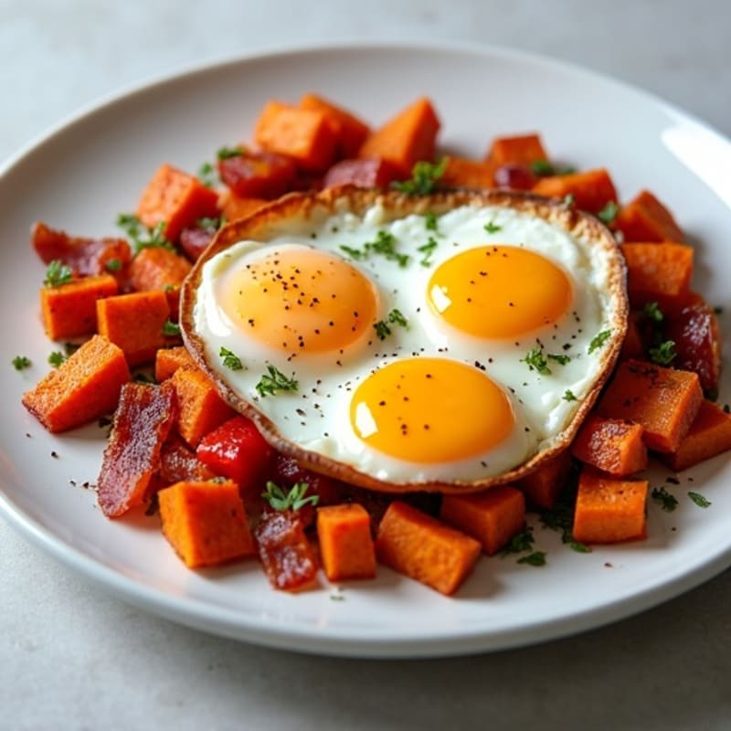 Crispy Bacon and Roasted Sweet Potato Hash