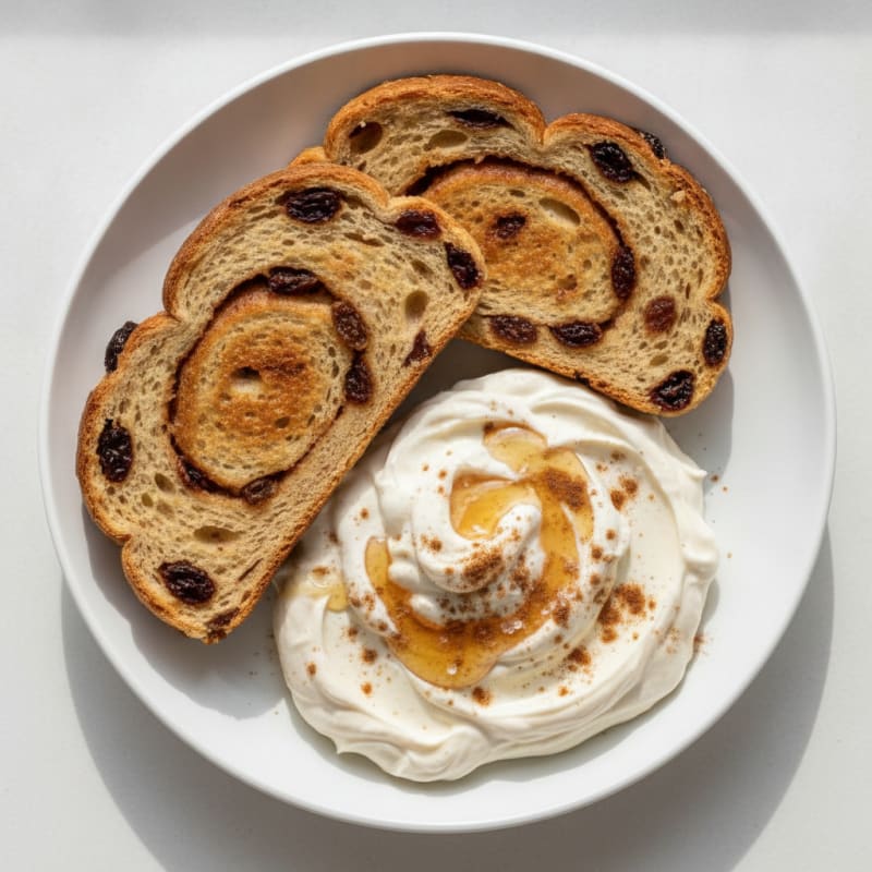 Cinnamon Raisin Toast with Peanut Butter Yogurt