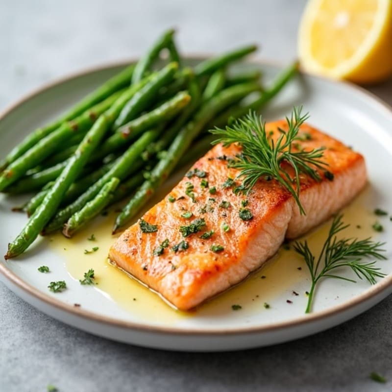 Lemon-Herb Roasted Salmon with Crispy Green Beans