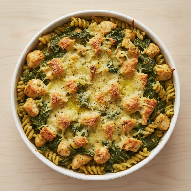 Pesto Spinach Pasta Bake