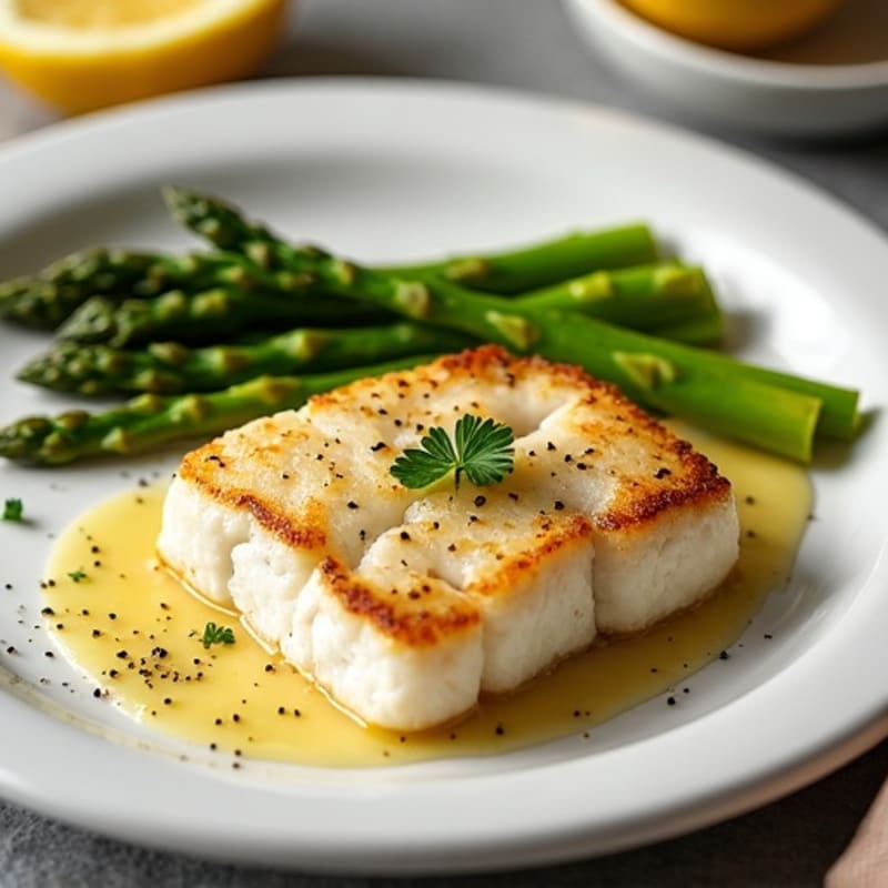 Seared Cod Fillet with Roasted Asparagus