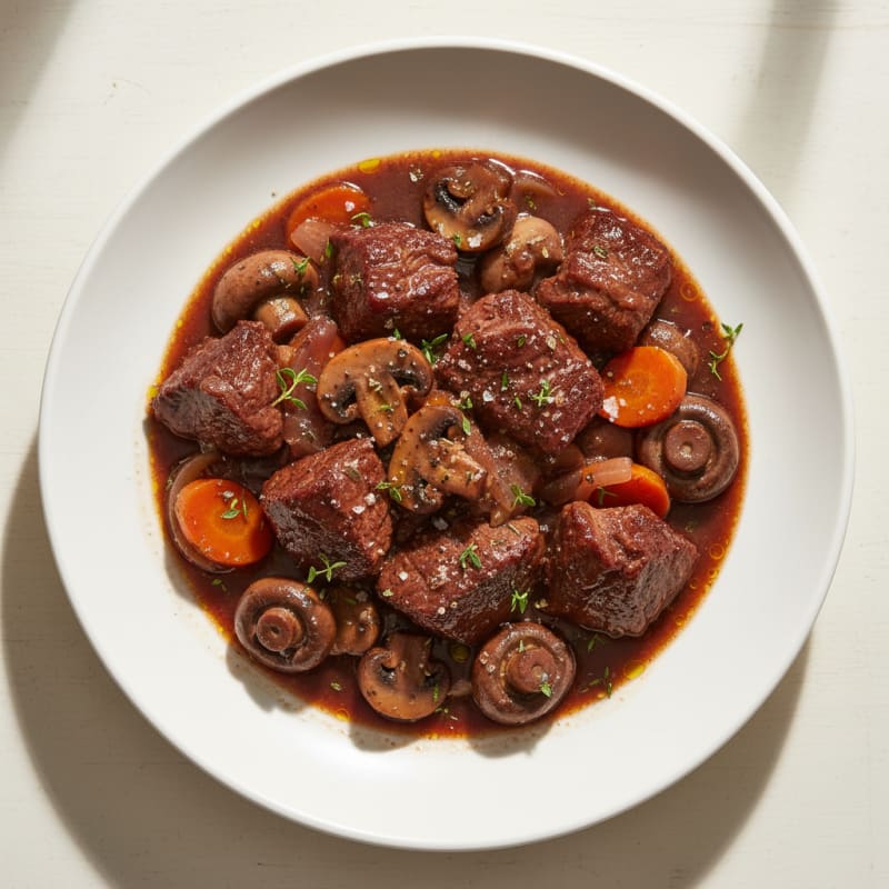Red Wine Braised Beef with Mushrooms