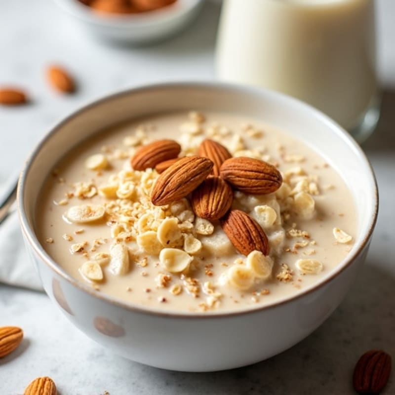 Protein-Packed Creamy Vanilla Oatmeal with Toasted Almonds