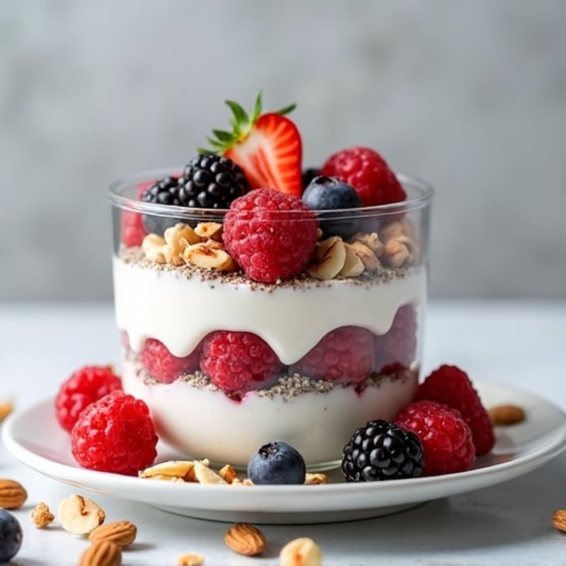 Greek Yogurt Parfait with Mixed Berries and Almonds