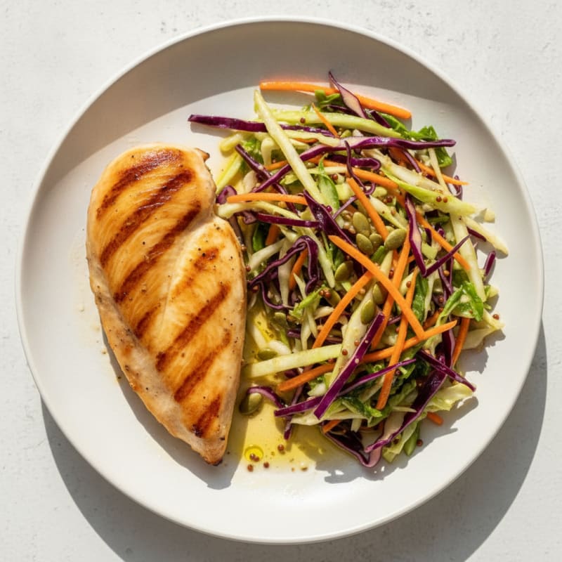 Grilled Chicken Breast with Crunchy Cabbage Slaw