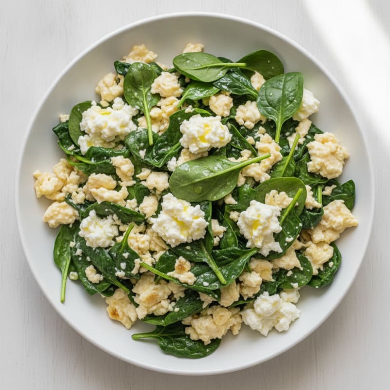 Egg White and Spinach Scramble with Cottage Cheese