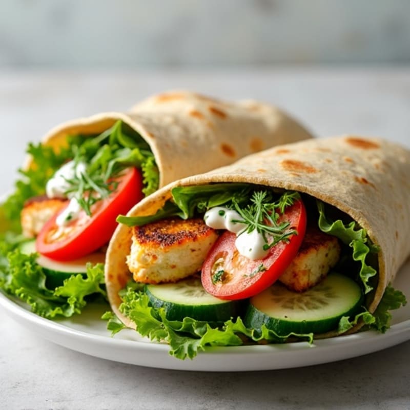 Crispy Greek Chicken Wrap with Fresh Herbs