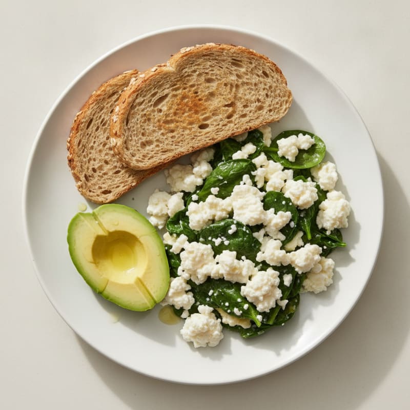 Egg White Scramble with Spinach and Cottage Cheese