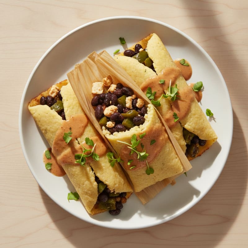 Black Bean Tamales with Roasted Poblano