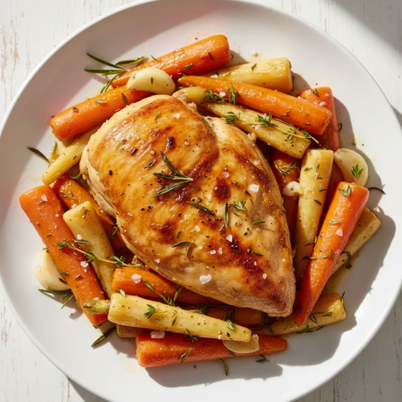 Garlic Herb Roasted Chicken with Root Vegetables