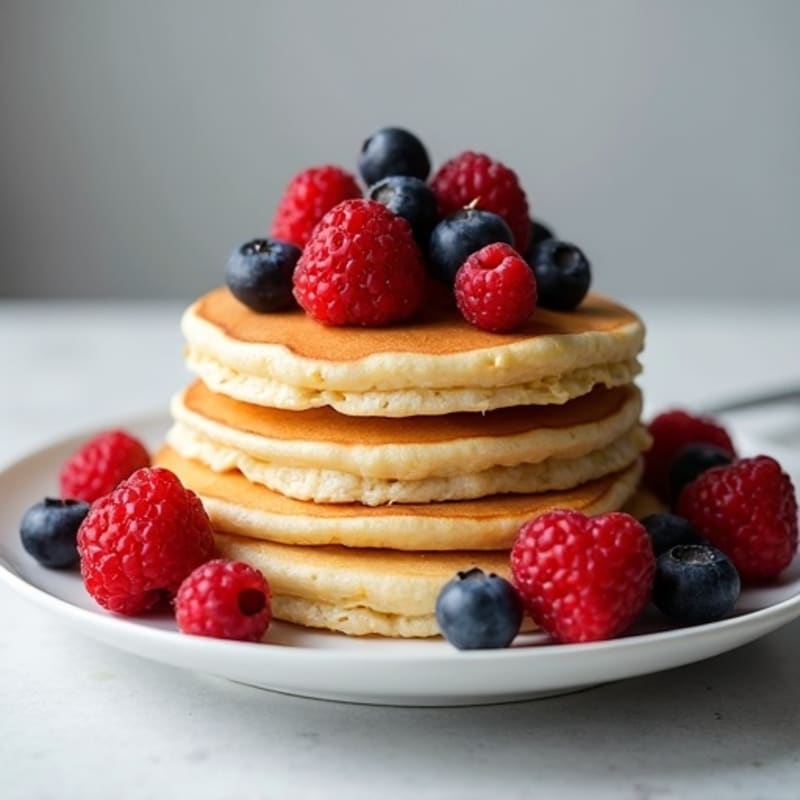Fluffy Protein Pancakes with Fresh Berries