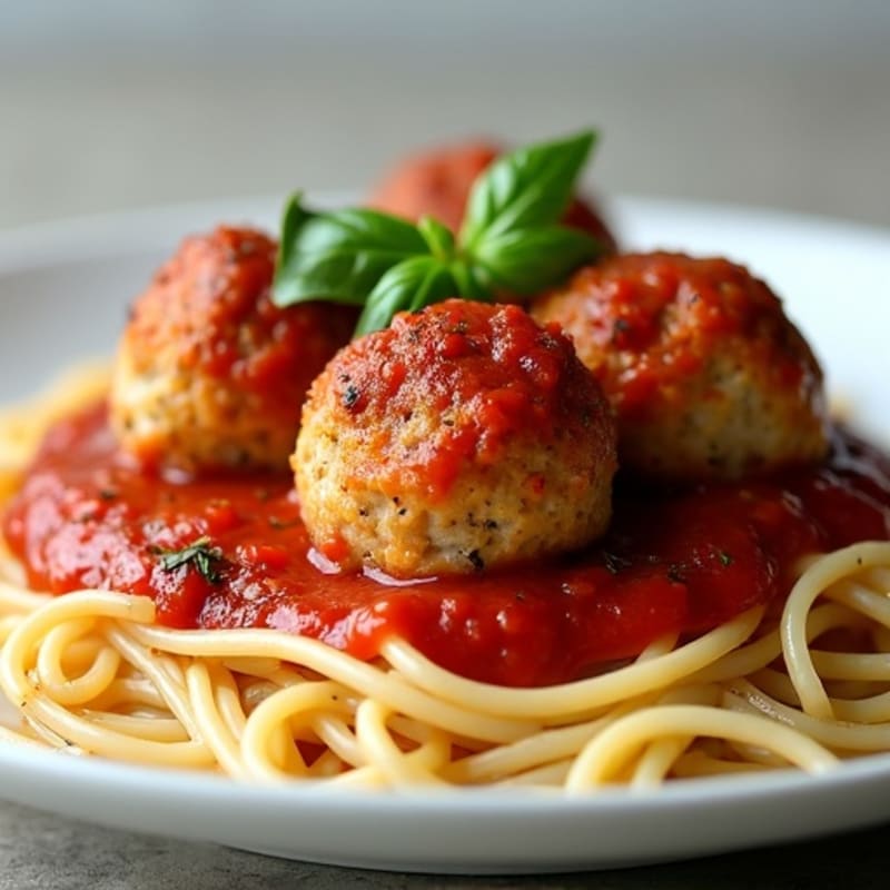 Lean Turkey Meatballs with Whole Wheat Spaghetti and Fresh Marinara