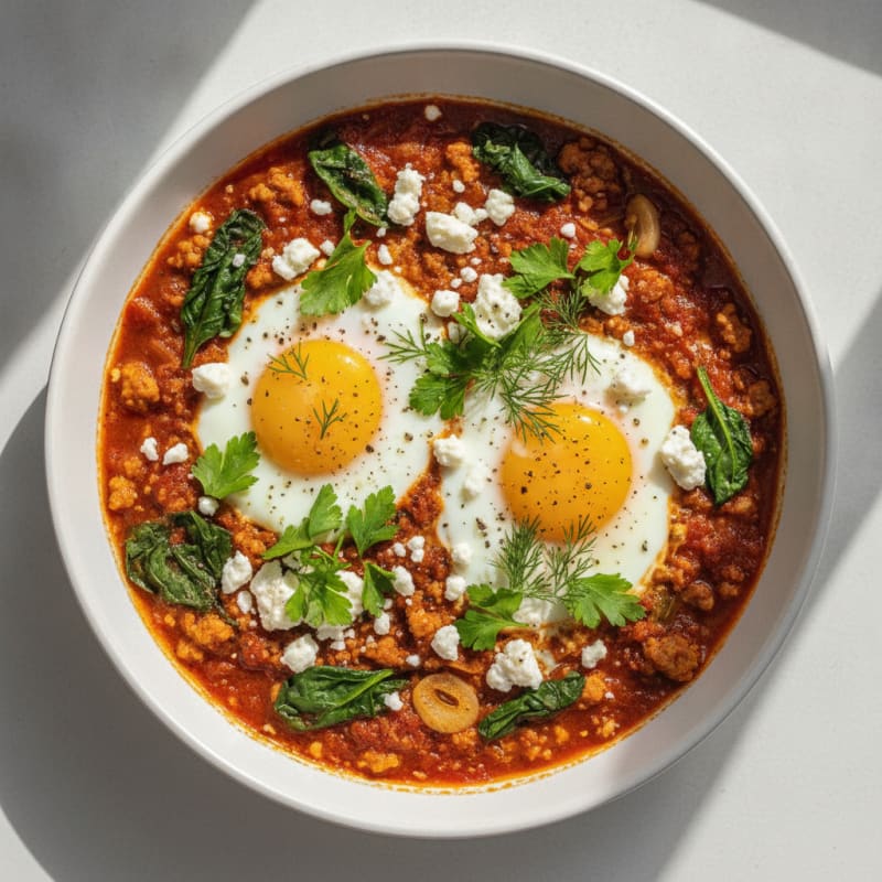 Baked Eggs with Feta and Herbs