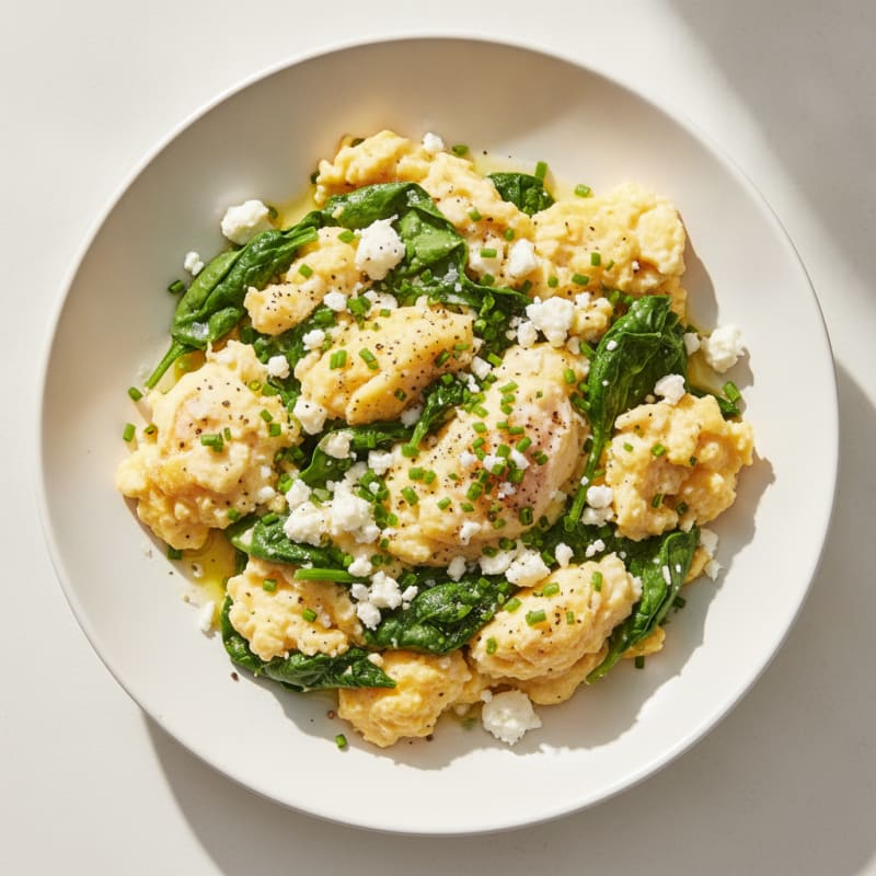 Scrambled Eggs with Spinach and Feta Bowl