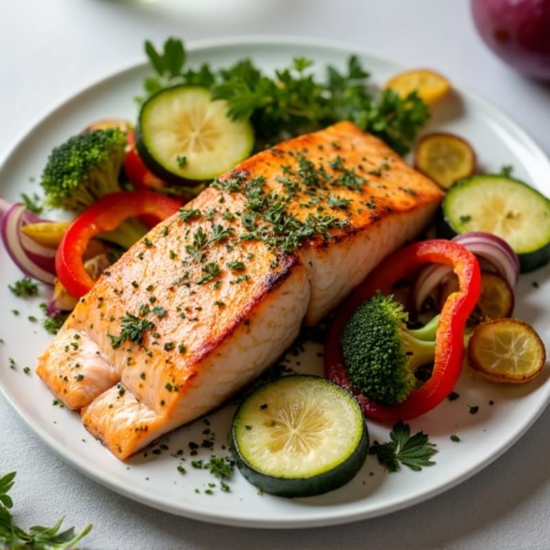 Lemon Herb Grilled Salmon with Roasted Vegetables