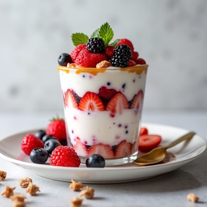 Greek Yogurt Protein Parfait with Berries and Almond Butter
