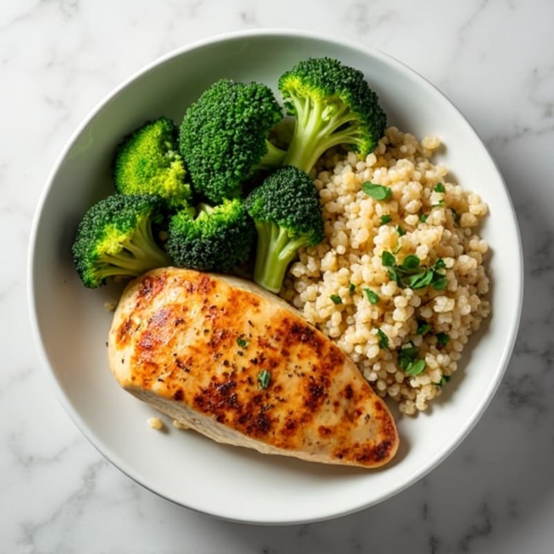 Grilled Chicken Breast with Quinoa and Steamed Broccoli