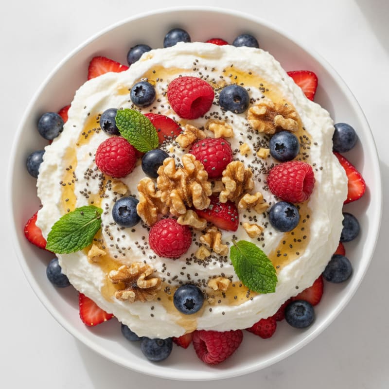 Silky Greek Yogurt Protein Pudding with Berries