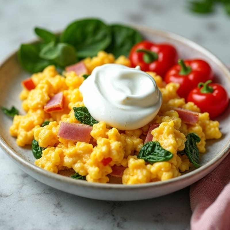 Fluffy Egg Scramble with Lean Ham and Greek Yogurt
