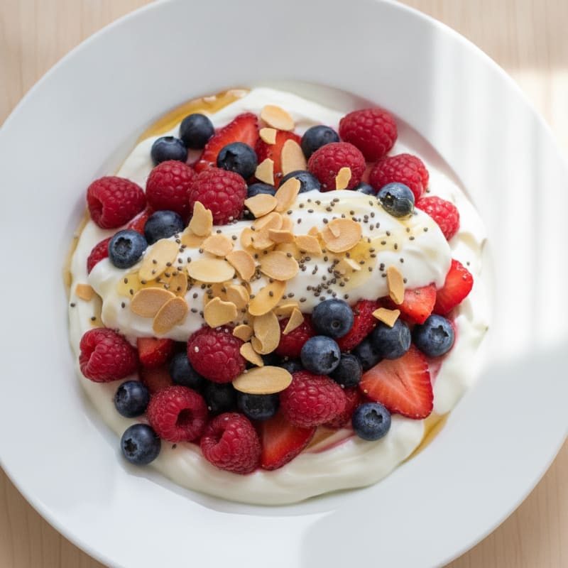 Greek Yogurt Protein Parfait with Mixed Berries