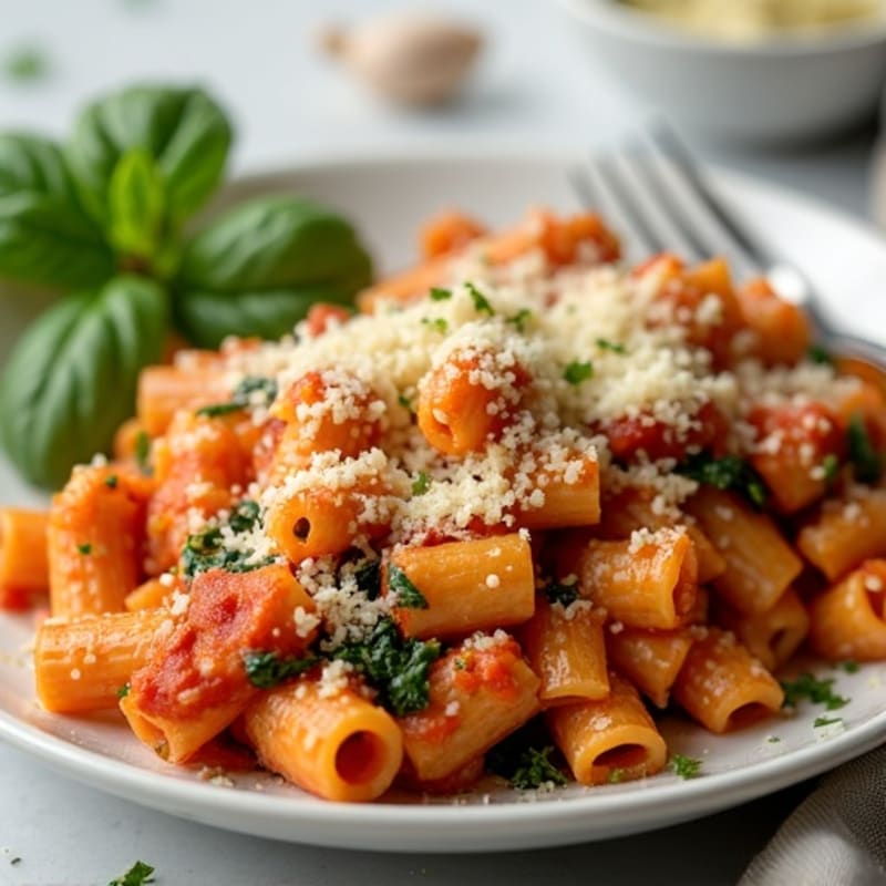 Lean Ground Turkey Baked Ziti with Creamy Ricotta and Spinach