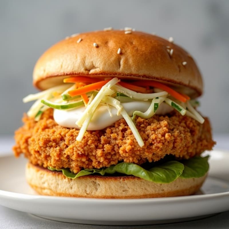 Crispy Air-Fried Chicken Sandwich with Crunchy Slaw