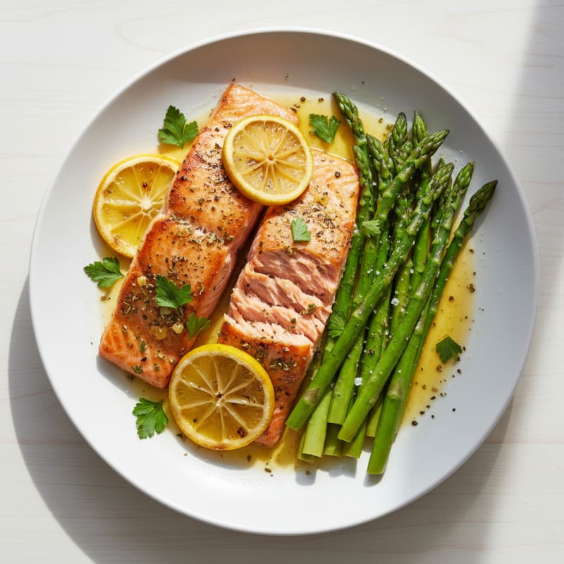 Lemon Herb Baked Salmon with Asparagus