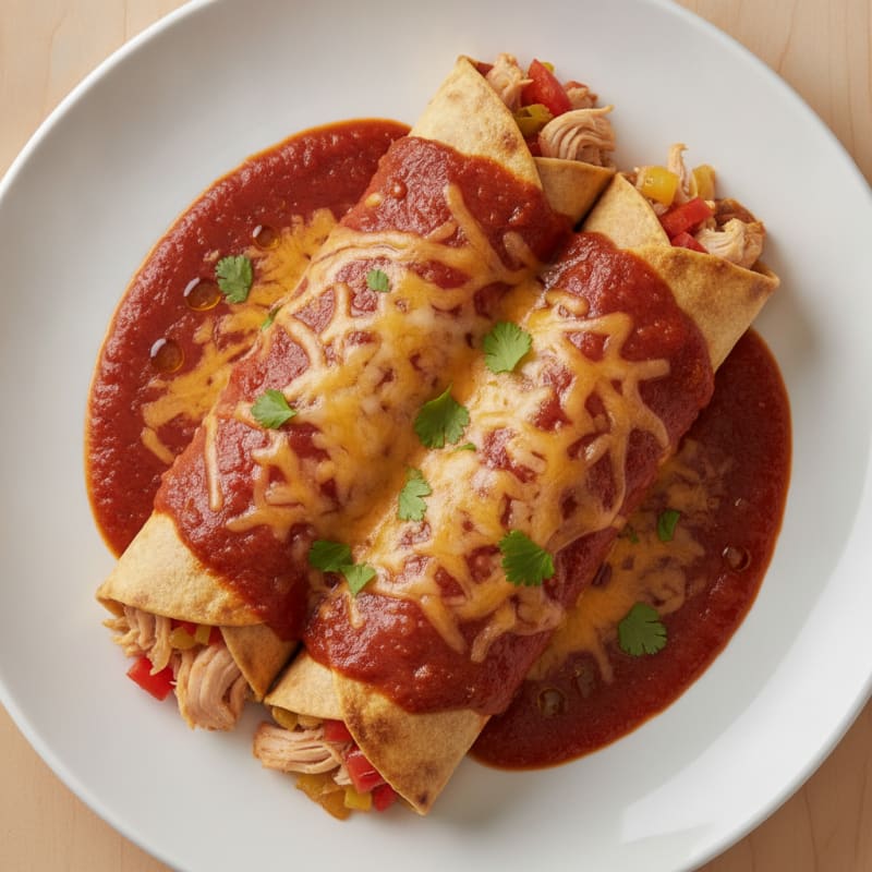 Chicken Enchiladas with Red Chili Sauce