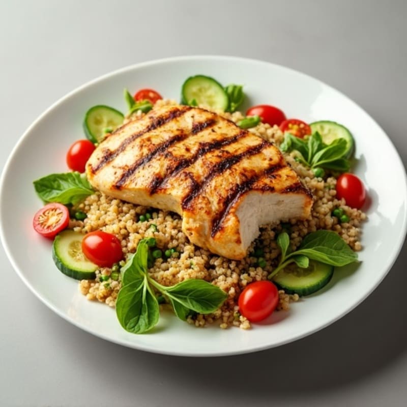 Grilled Chicken and Quinoa Salad with Crunchy Vegetables