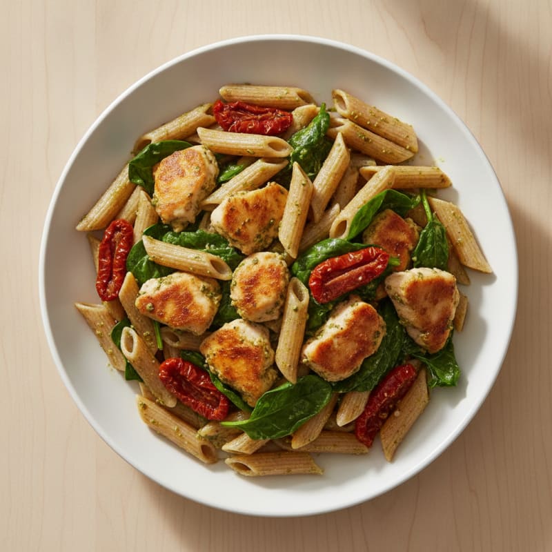 Pesto Chicken Pasta with Sun-Dried Tomatoes