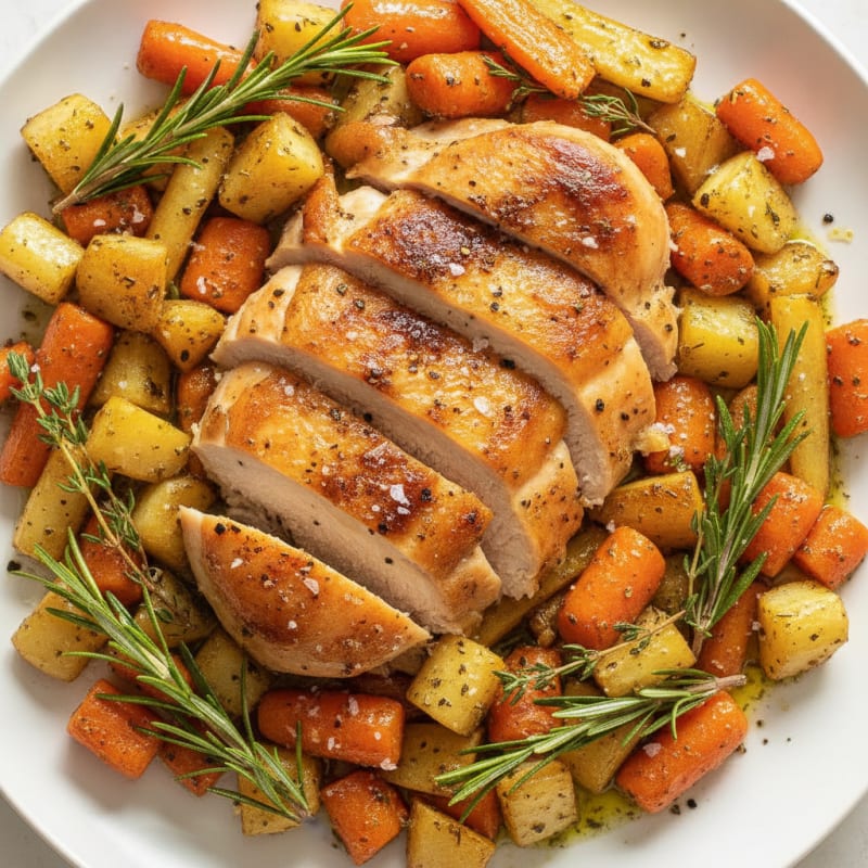 Garlic Herb Roasted Chicken with Root Vegetables