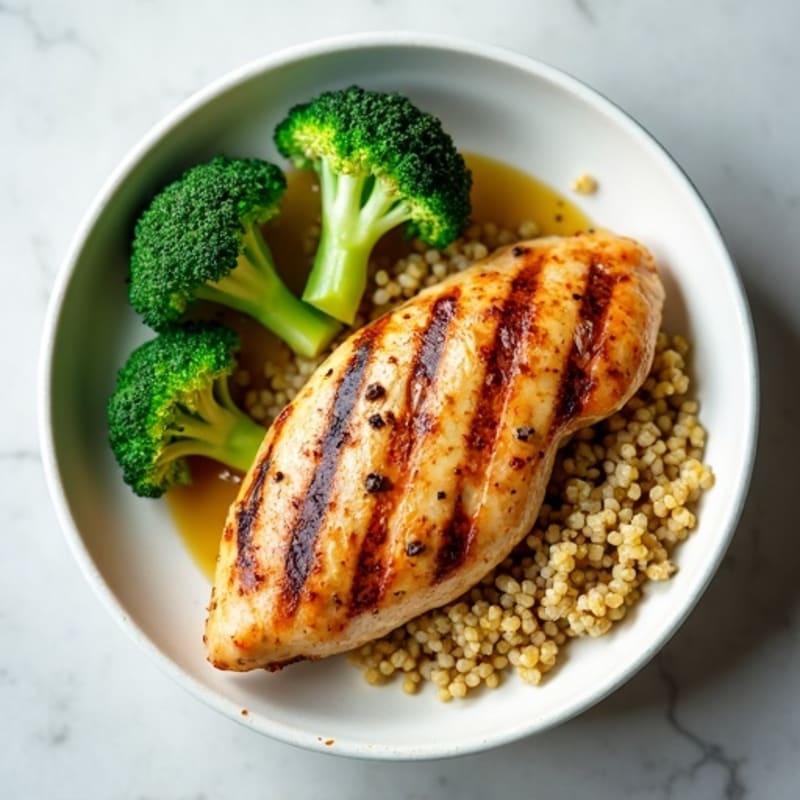 Grilled Chicken Breast with Quinoa and Steamed Broccoli