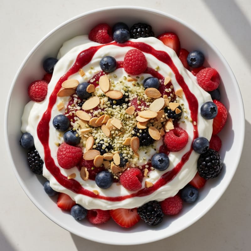 Greek Yogurt Protein Parfait with Mixed Berries