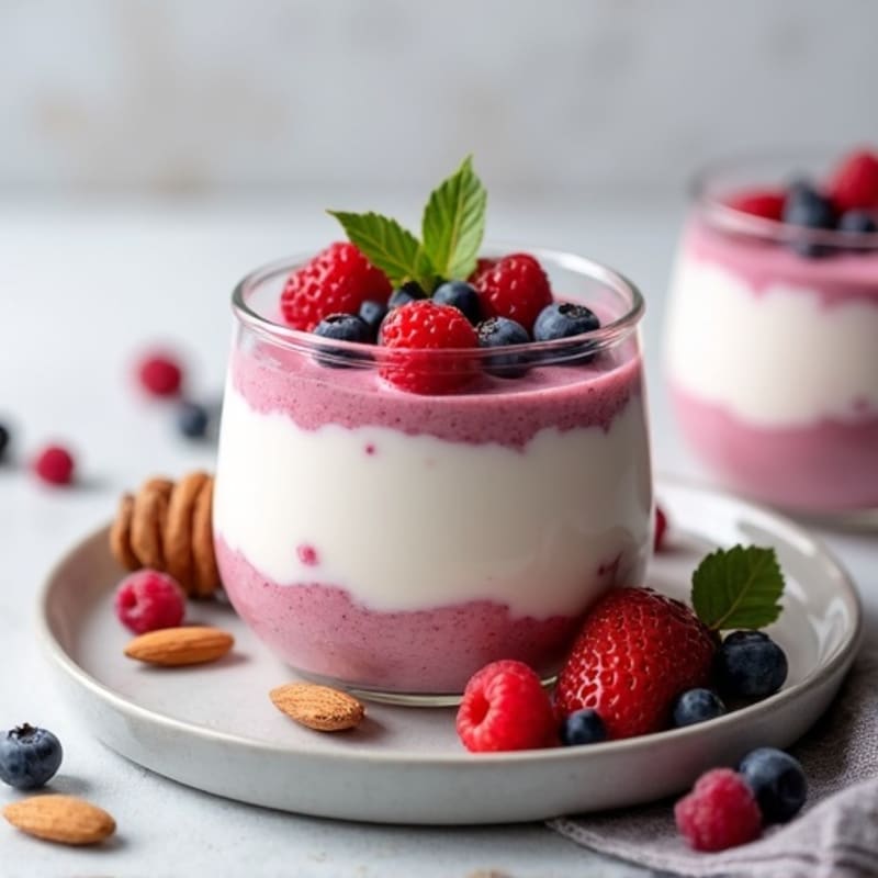 Greek Yogurt Protein Mousse with Mixed Berries