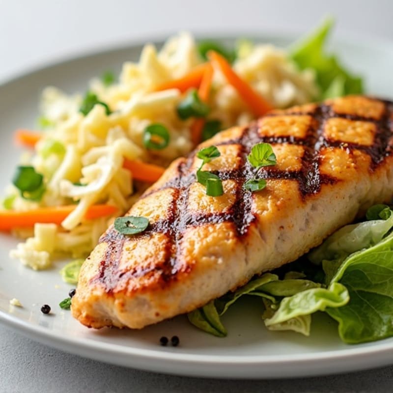Grilled Chicken Breast with Crunchy Cabbage Slaw