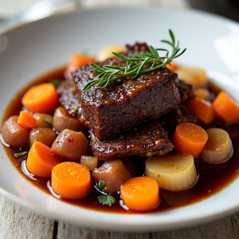 Red Wine Braised Short Ribs with Root Vegetables