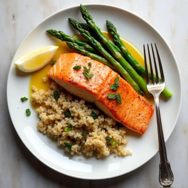 Seared Salmon Fillet with Quinoa and Asparagus