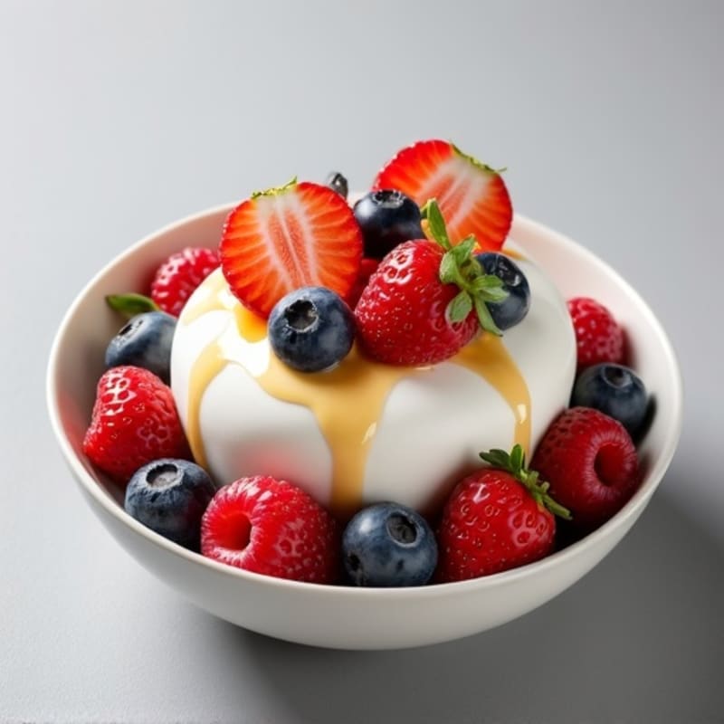 Creamy Greek Yogurt with Protein Powder and Fresh Berries