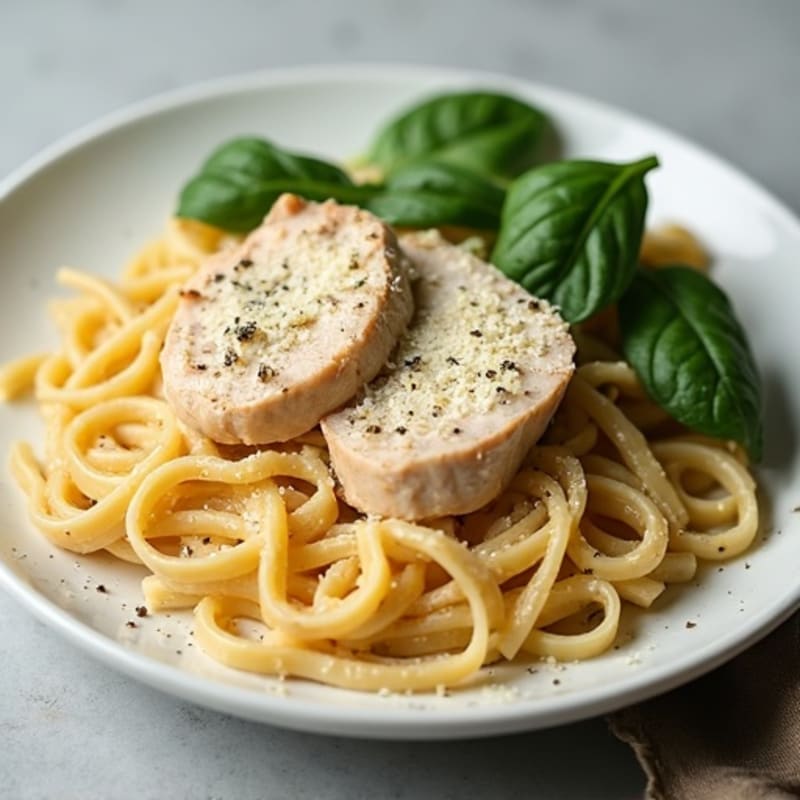 Healthy Creamy Chicken Alfredo with Whole Wheat Pasta