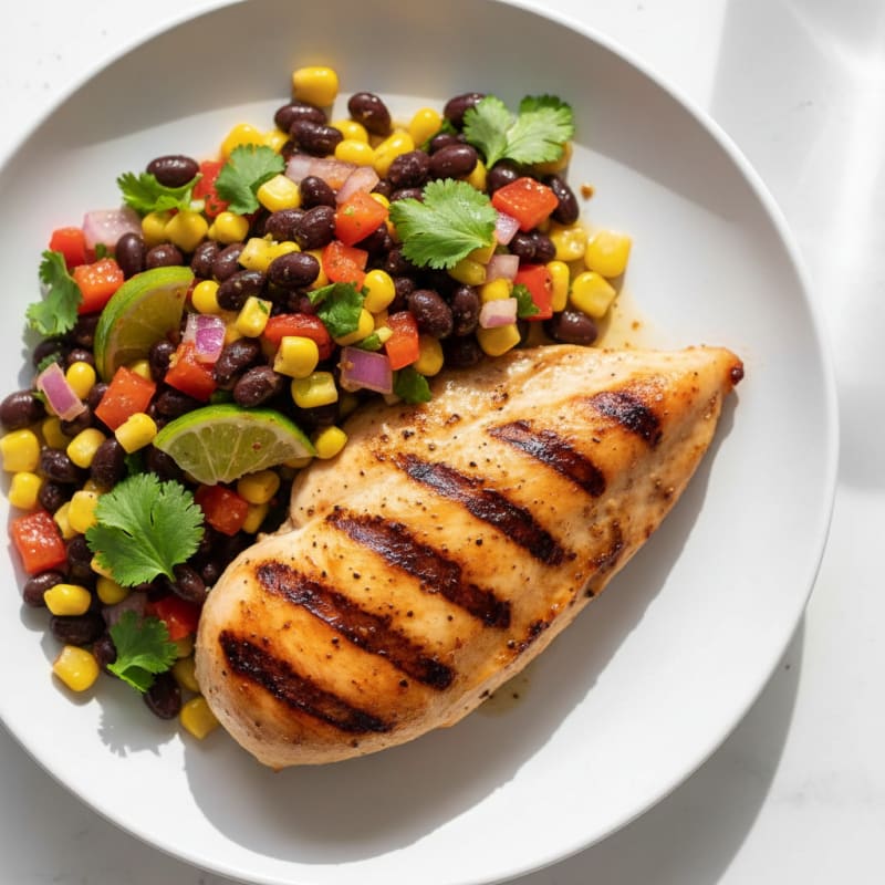 Spiced Black Bean and Corn Salsa with Grilled Chicken