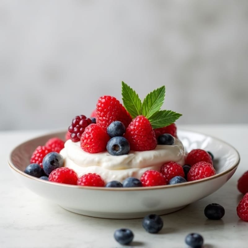 Silky Vanilla Protein Yogurt with Mixed Berries