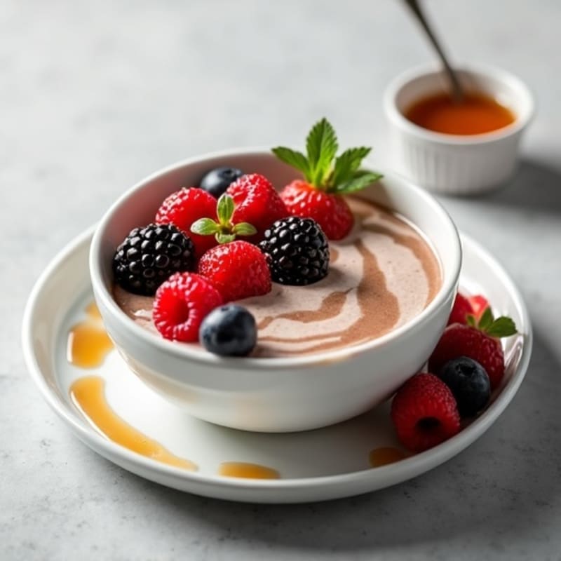 Creamy Greek Yogurt with Chocolate Protein and Fresh Berries