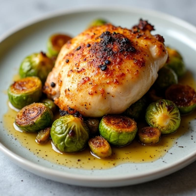 Sheet Pan Roasted Chicken Thighs with Crispy Brussels Sprouts