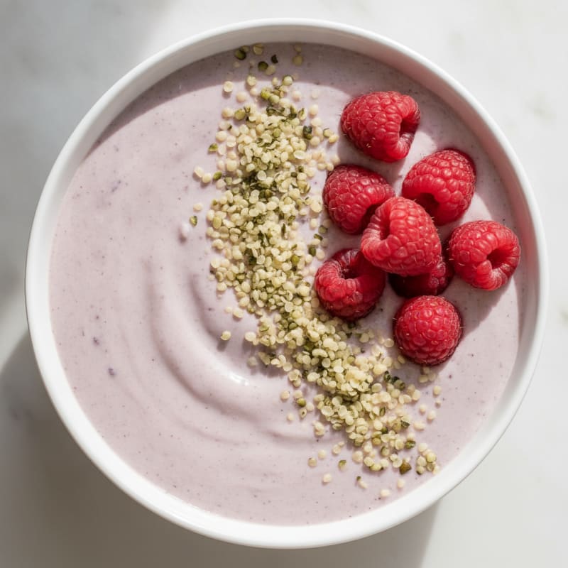 Silky Tofu Protein Smoothie Bowl with Hemp Seeds and Berries